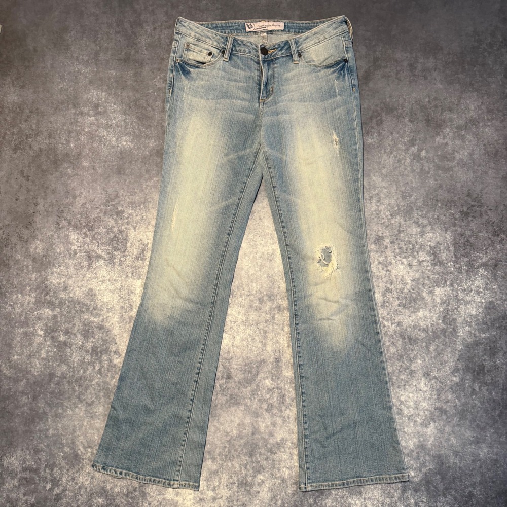Vtg Bullhead Flare Jeans Womens 9L Light Wash Distressed Whiskered Denim Y2K 00s